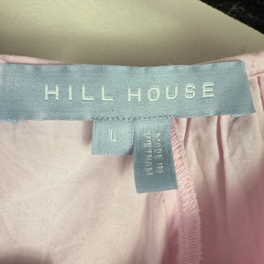 Hill House Francesca Top Ballerina Pink L Cotton Puff Sleeve Babydoll Blouse